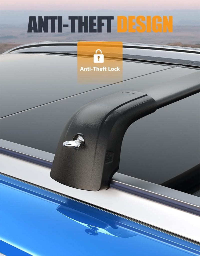 KINGGERI 220LBS Lockable Roof Rack Cross Bars Compatible with KIA Sportage SX & SX Prestige 2016 2017 2018 2019 2020 2021 2022 2023 2024 2025 2026 with Flush Side Rails,Anti-Theft Aluminum Roof Rails - Image 4